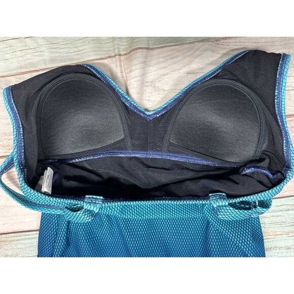 TYR Womens Size 10 Blue V-Neck Sheath Swim Dress With Wireless Padded Top - Picture 6 of 8